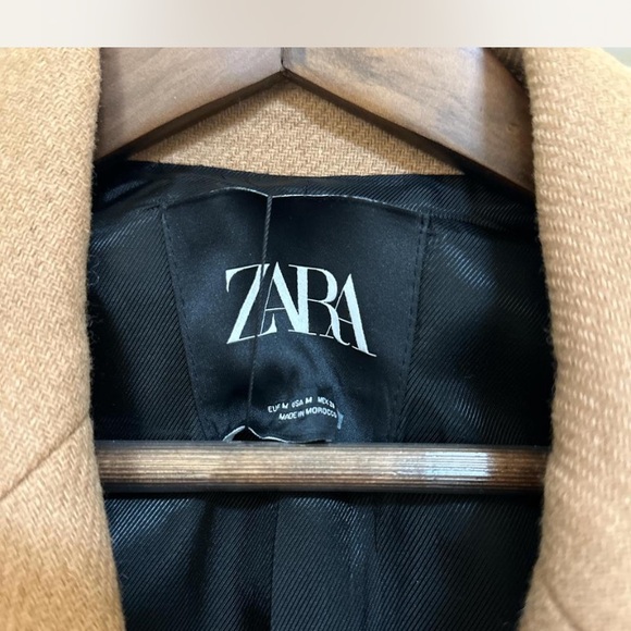 NWOT ZARA Wool blend Belted Camel Wrap Coat Bloggers Favorite - Picture 6 of 12